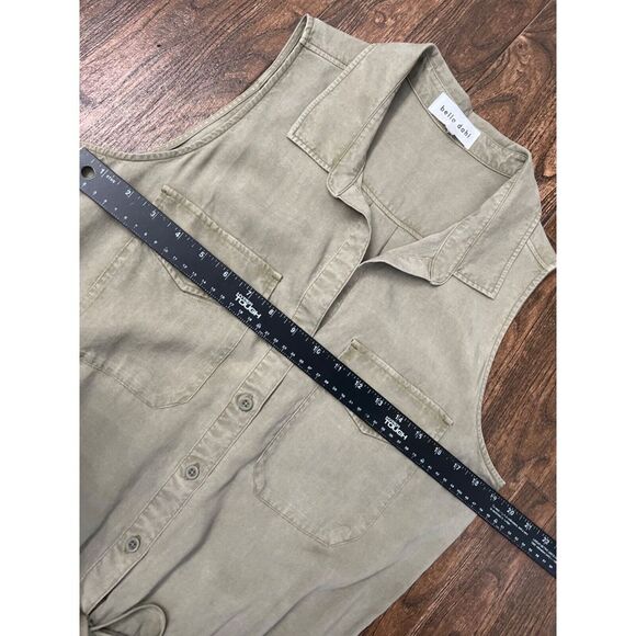 WOMENS BELLA DAHL LIGHT OLINE GREEN SLEEVELESS COLLARED UTILITY ROMPER TENCEL M - Picture 9 of 12